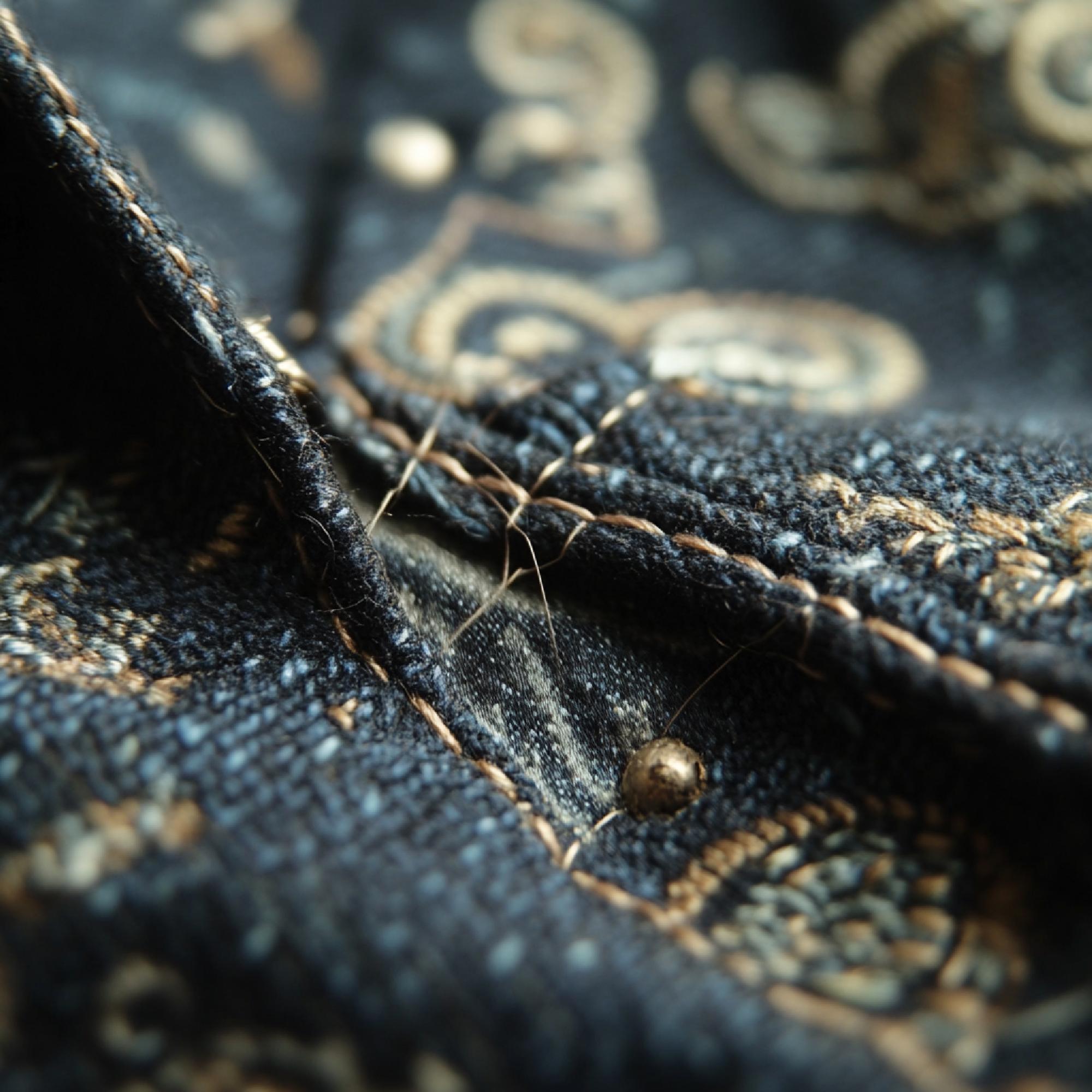 Hand-stitching pattern on dark cloth