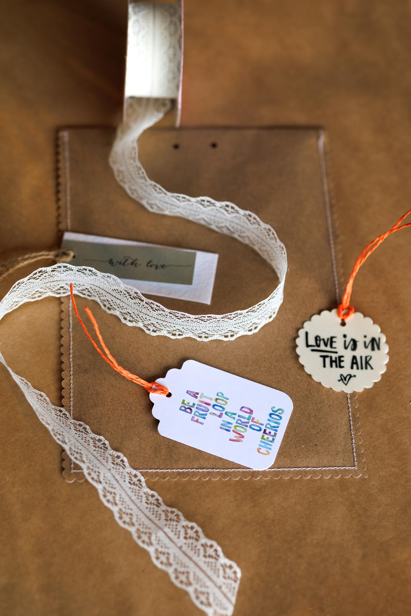 Pricing reference sample with embroidered tags
